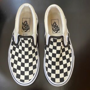 Vans off white and black checkerboard slip on (womens size 5.5)